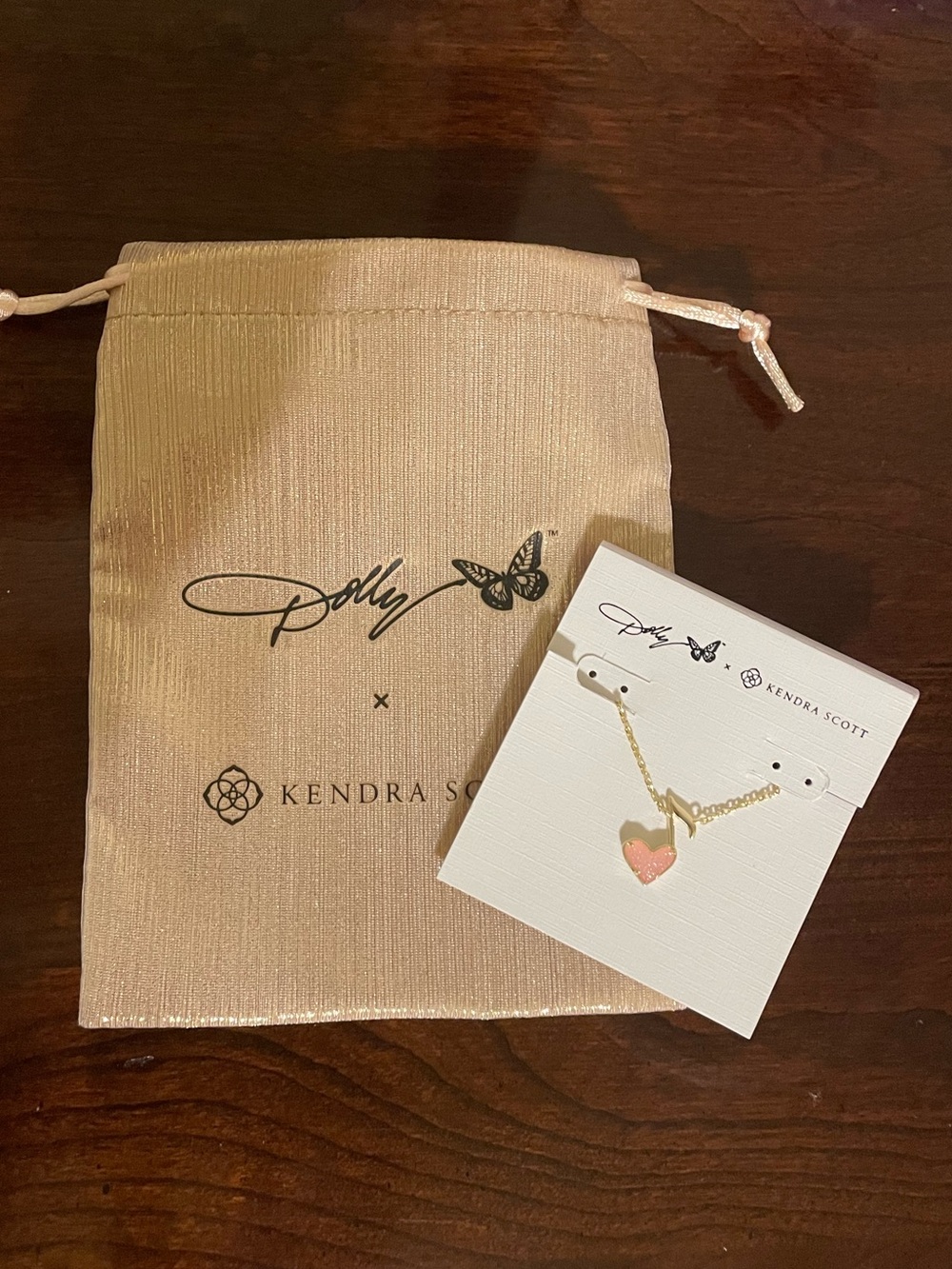 NWOT Kendra Scott x Dolly Parton Pink Druzy Music Note Necklace